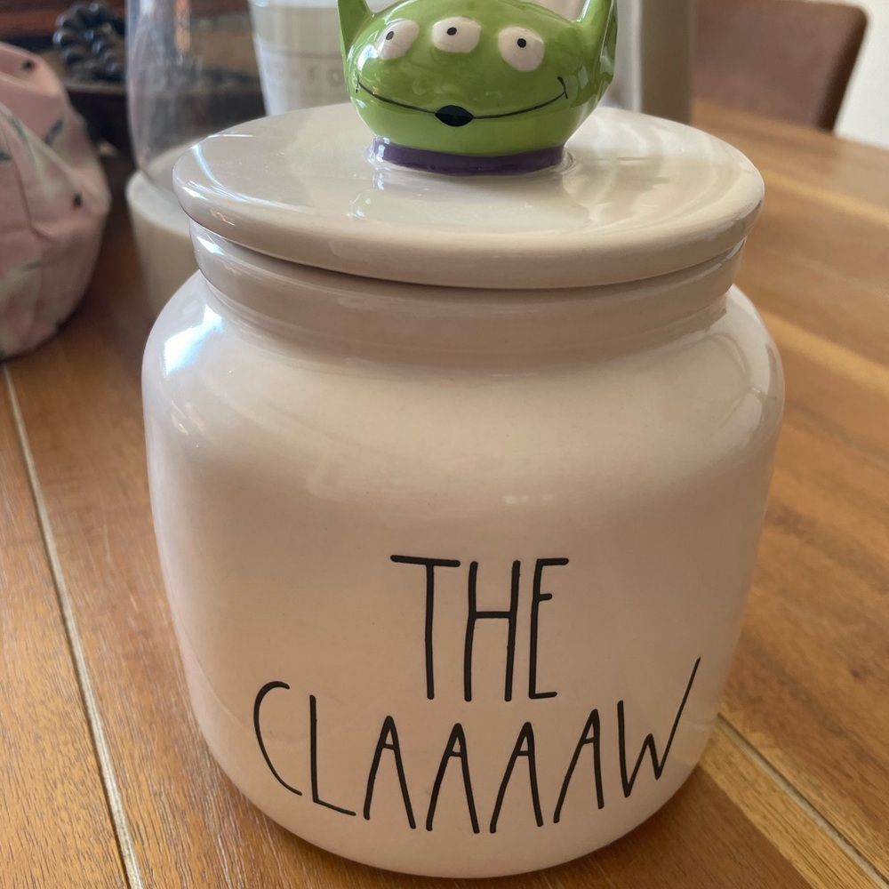 Rae Dunn Green Alien Ceramic Cookie Jar